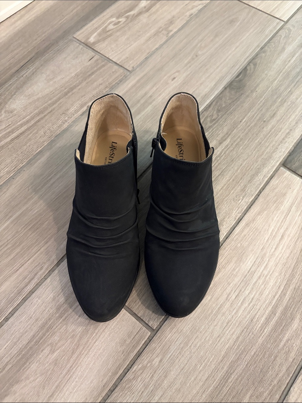 Life Stride Black Ruched Ankle Booties - Picture 3 of 5